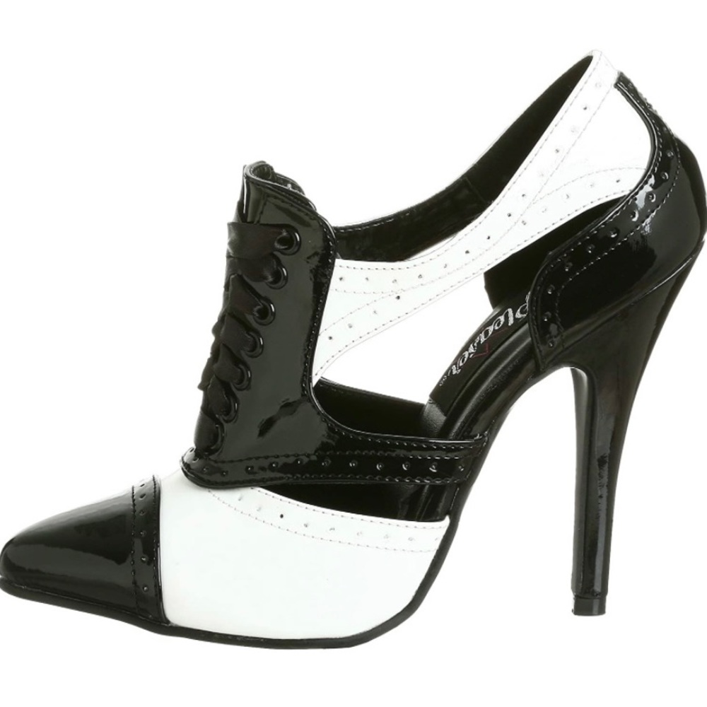 Pleaser tuxedo style stilettos, NEW, Size 5